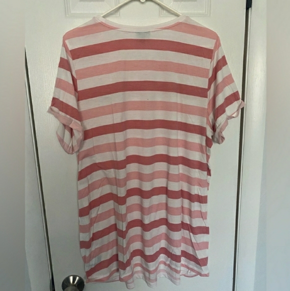 Torrid "Live & Love" Pink & White Stripe Tee Size 3 - Picture 2 of 6
